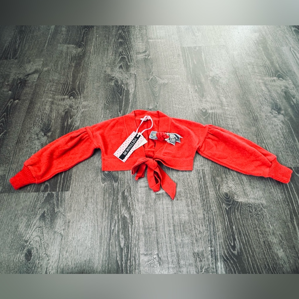 MONNALISA***Red Bolero Shrug w/Floral design****Size 6 $348
